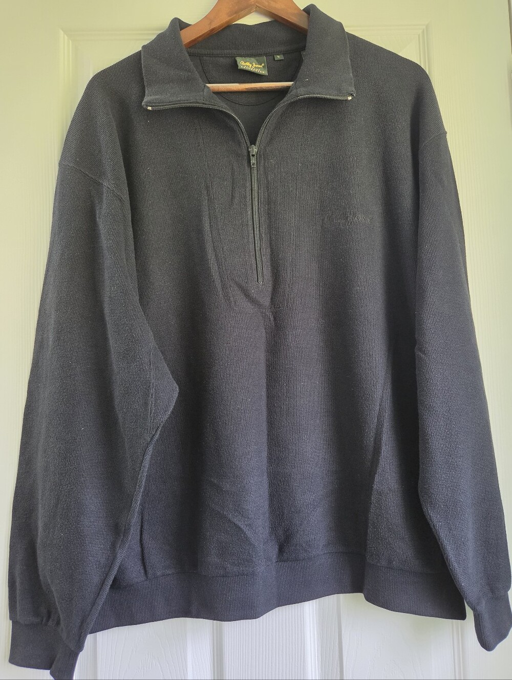 Bobby Jones Players Collection Black 1/4 Zip Pima Cotton Sweater Large
